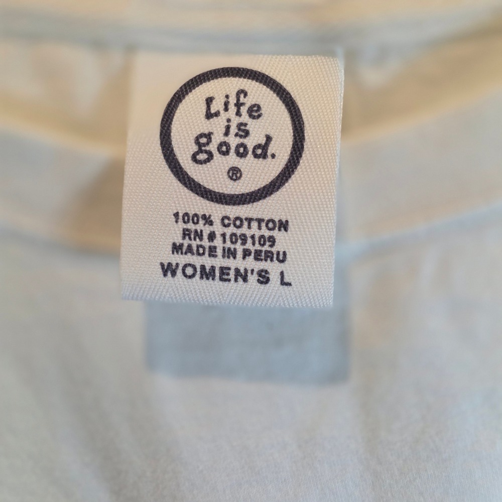 VTG Life is Good Long Sleeve Tee Womens Sz Large White Mountain Theme - Picture 5 of 10